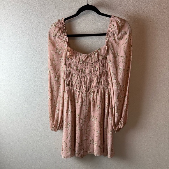Reformation Morris Mini Dress Melody Blush Pink Long Sleeve Smock Floral Women 2 - Picture 14 of 16